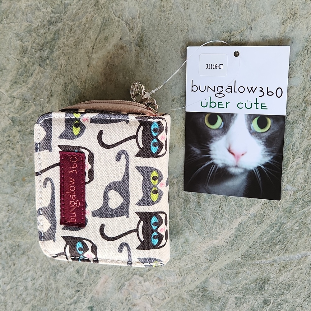Ladies wallet, bage with black cats by bungalow 360. New never used.